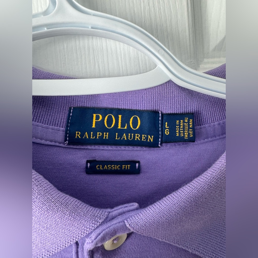 Polo Ralph Lauren Purple Polo Shirt L Multicolor Pony Logo 100% Cotton - Picture 4 of 5